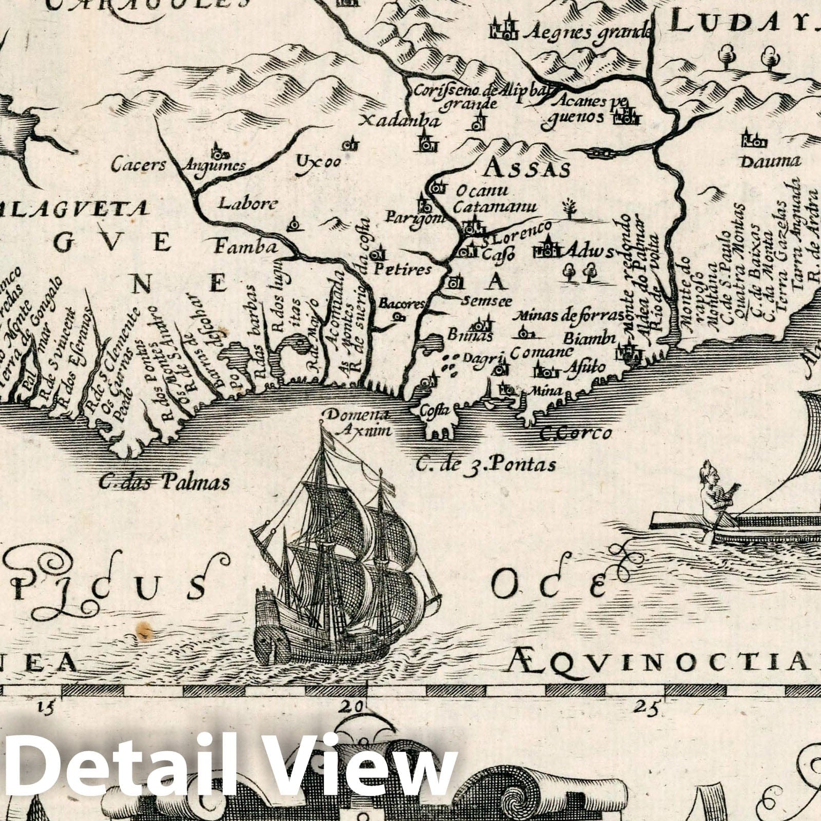 Historic Map : New Guiana, Gvineae nova descriptio. Dirck Cornelissen Swardt fecit. Atlas sive Cosmographicae Meditationes de Fabrica, 1636 Atlas , Vintage Wall Art