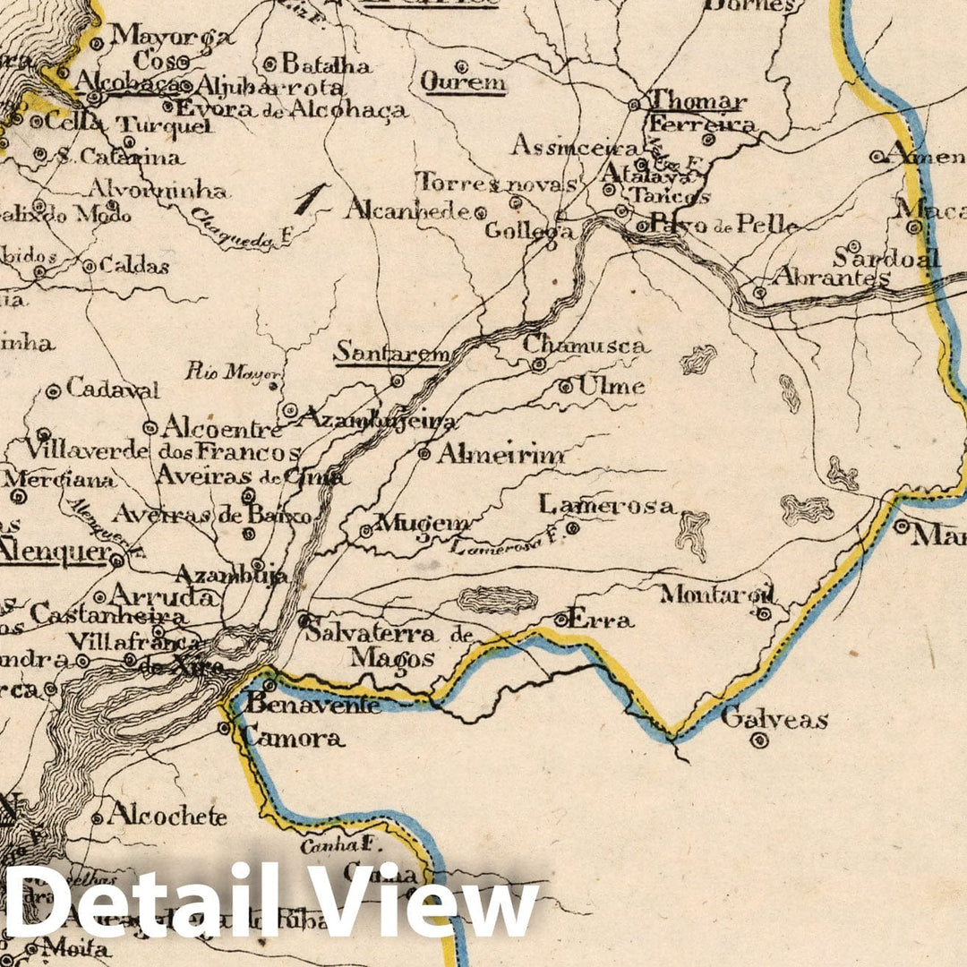 Historic Map : Portugal, V.1:1-5: III: Portugal. Prov: 1. Estremadura, 1825 Atlas , Vintage Wall Art