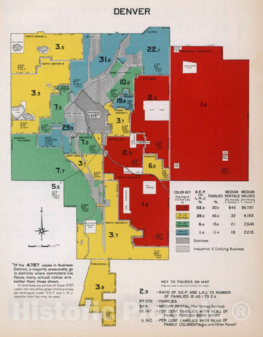Historic Map : Denver, City Markets, Advertising Department, 1932, 1932 Atlas - Vintage Wall Art