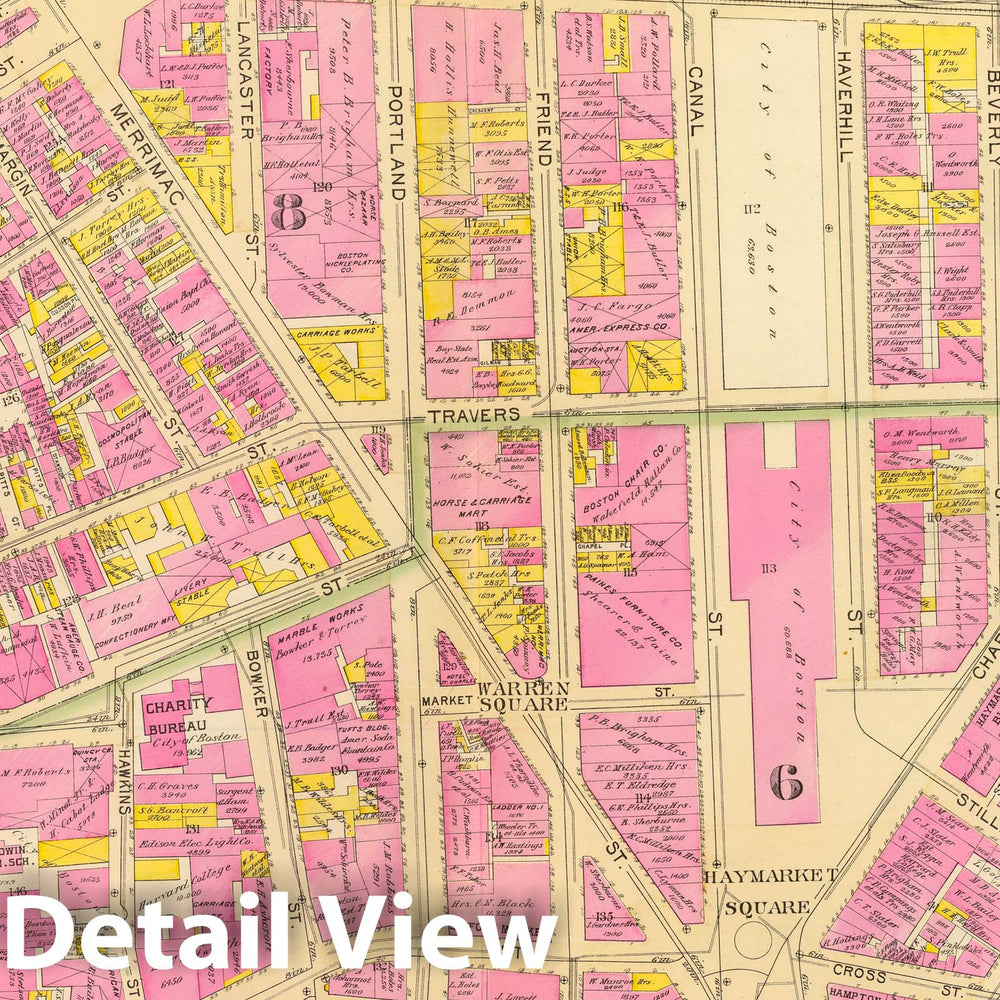 Historic Map : City Atlas - 1895 5. Wards 6, 8. - Vintage Wall Art