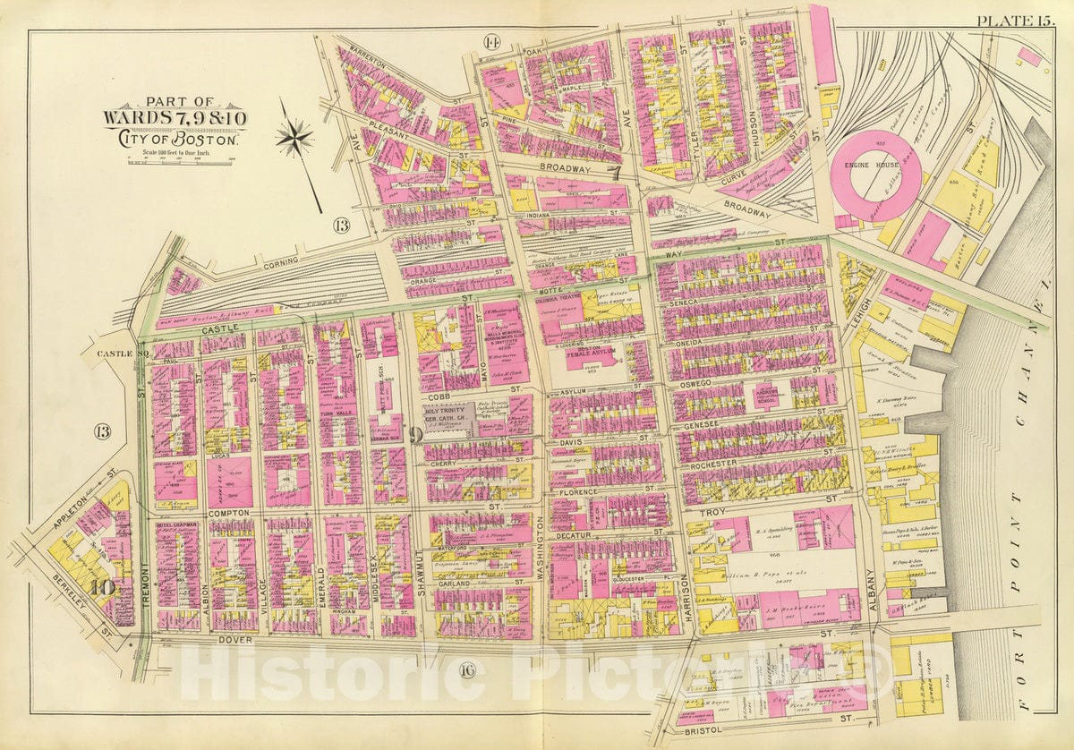 Historic Map : City Atlas - 1895 15. Wards 7, 9-10. - Vintage Wall Art
