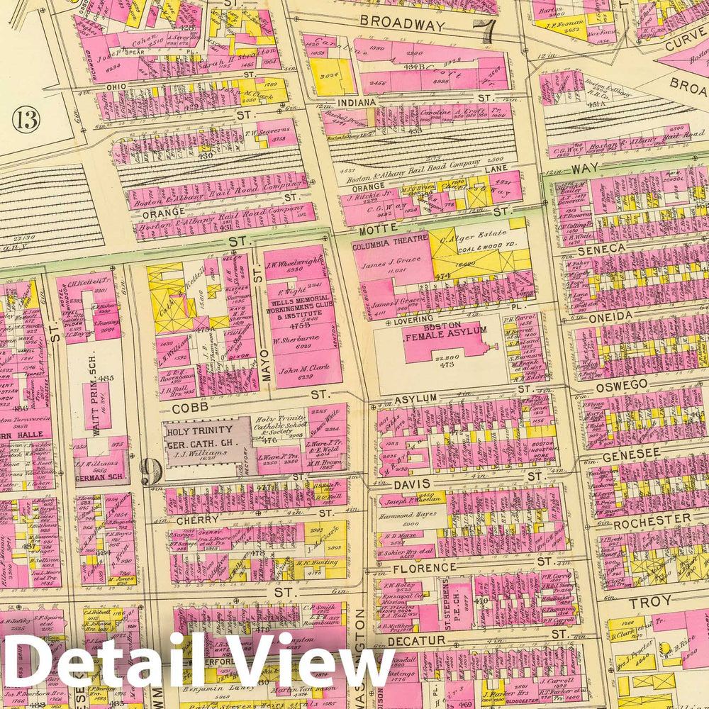 Historic Map : City Atlas - 1895 15. Wards 7, 9-10. - Vintage Wall Art