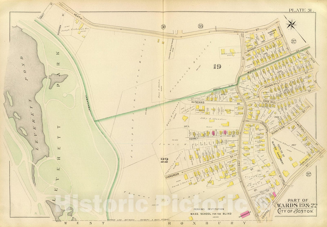 Historic Map : City Atlas - 1895 31. Wards 19, 22. - Vintage Wall Art