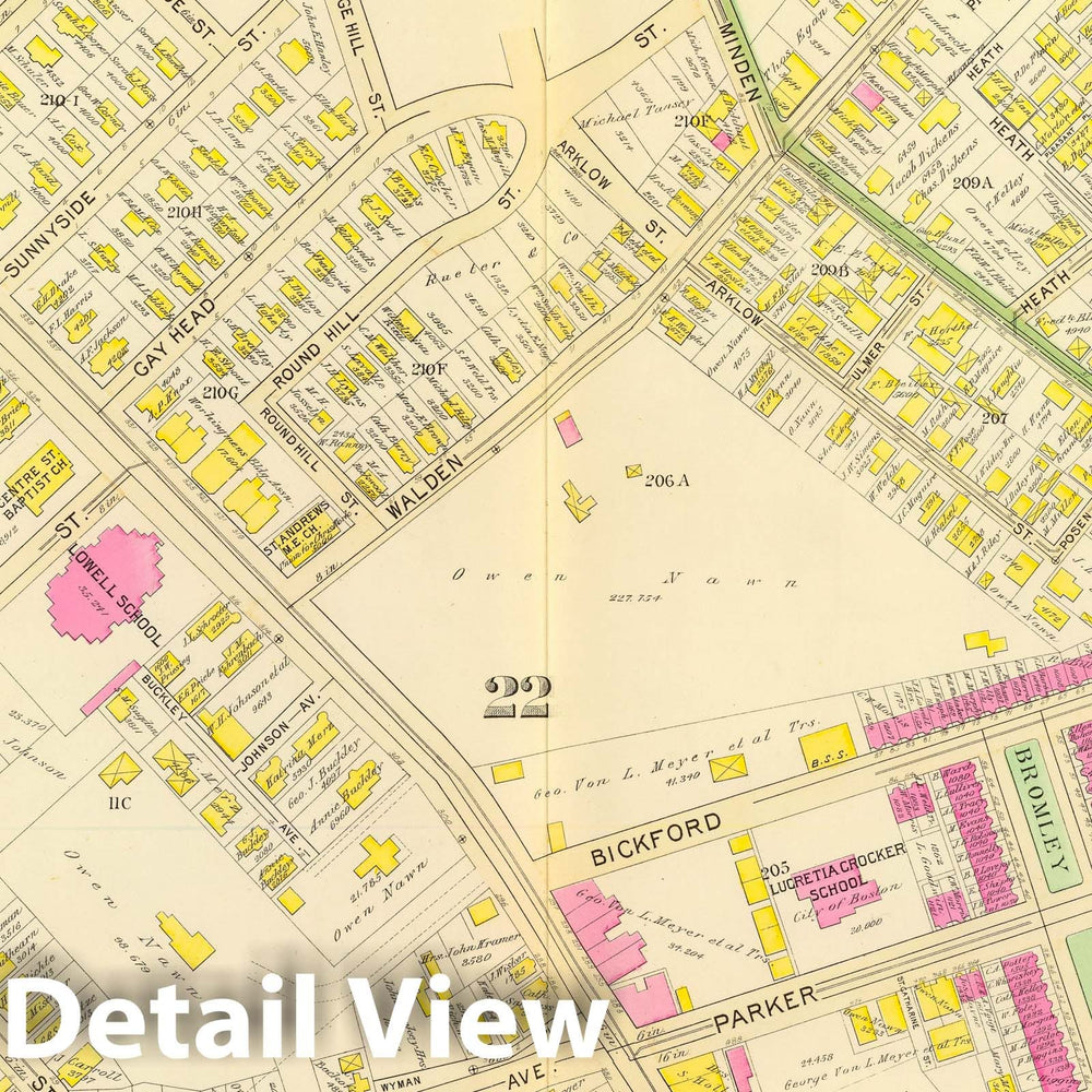 Historic Map : City Atlas - 1895 32. Wards 19, 22. - Vintage Wall Art