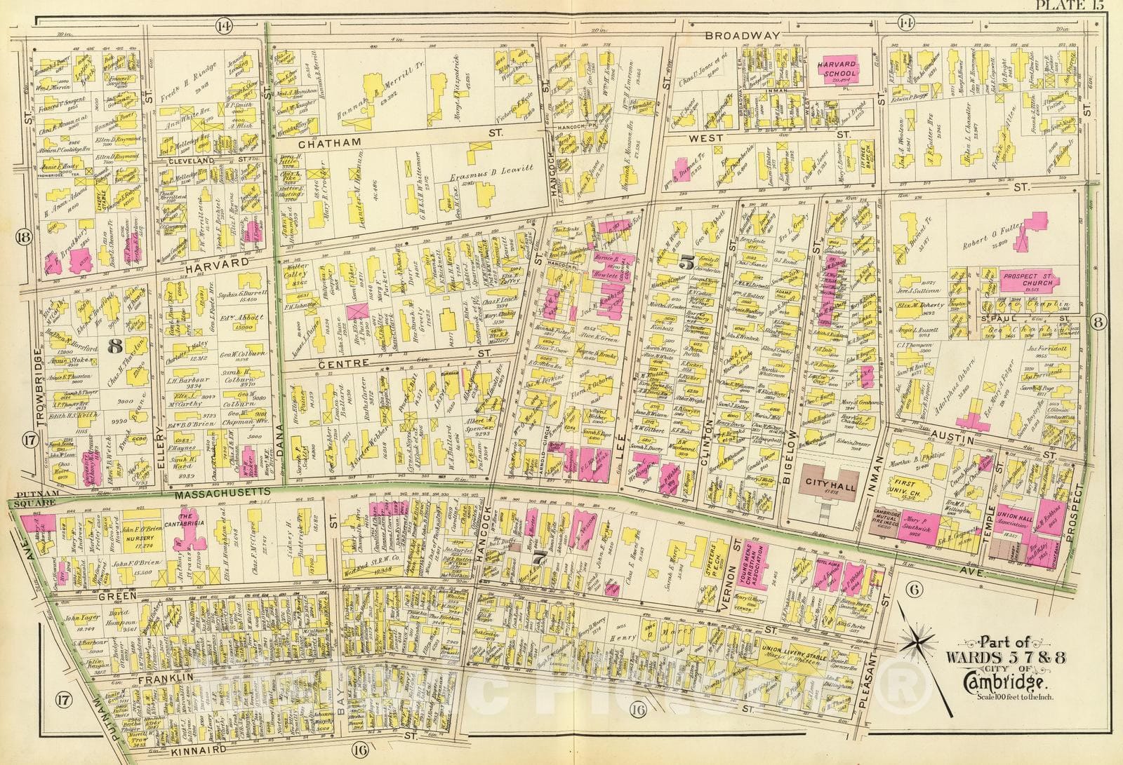 Historic Map : City Atlas - 1903 15. Wards 5, 7-8. - Vintage Wall Art