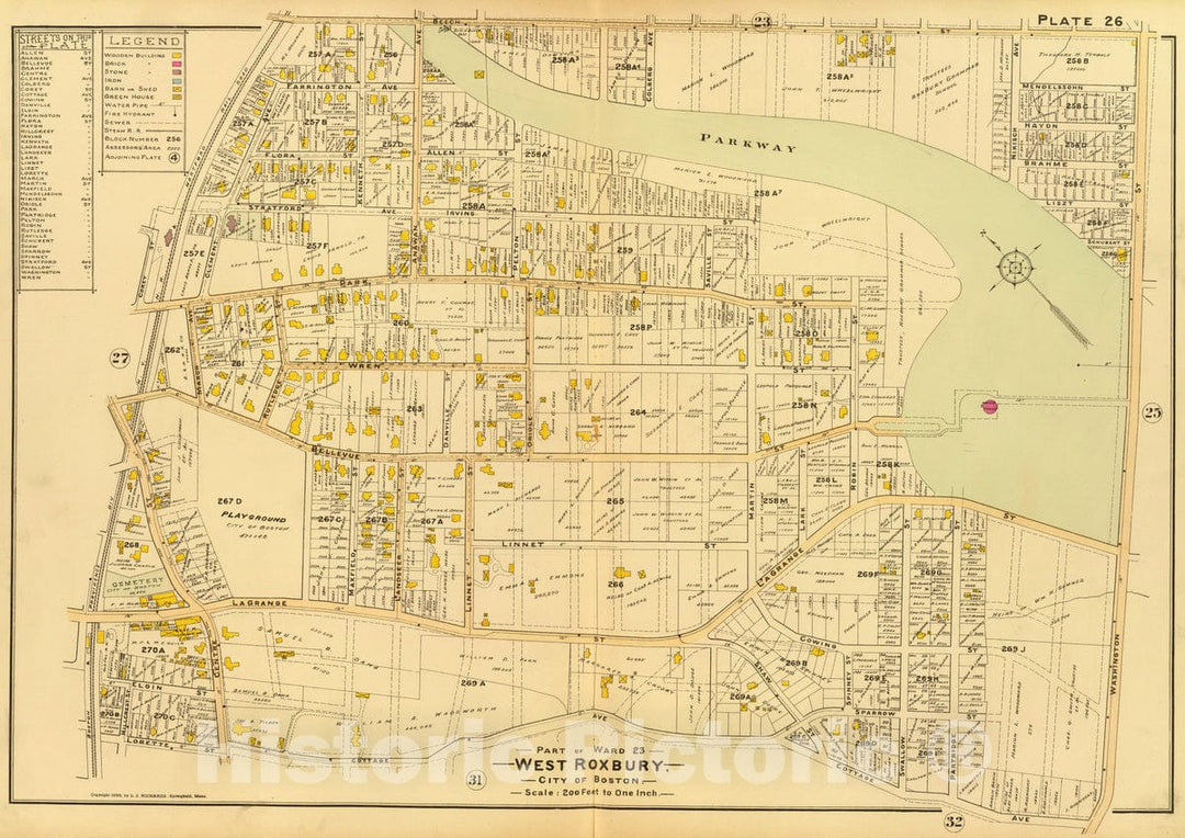 Historic Map : City Atlas - 1899 26. Ward 23 West Roxbury. - Vintage Wall Art