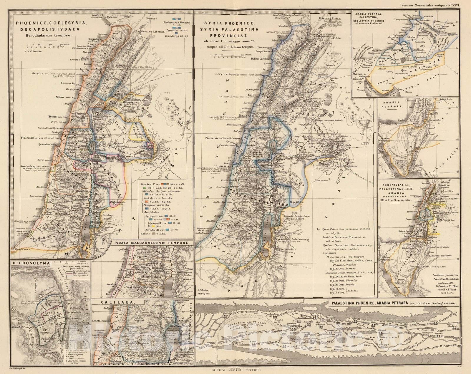 Historic Map : Lebanon; Palestine , Jerusalem, Middle East 1865 Syria Phoenice, Syria Palaestina, Phoenice, Coelesyria, Decapolis, , Vintage Wall Art