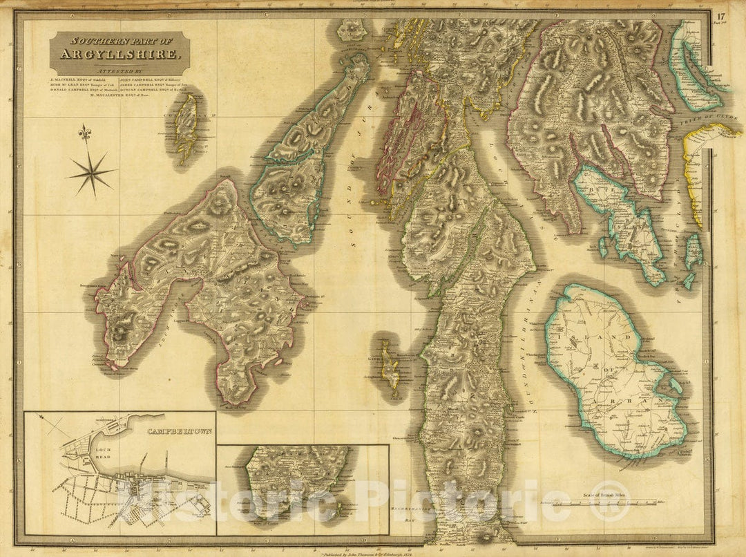 Historic Wall Map : 1832 Argyllshire N. v2 - Vintage Wall Art