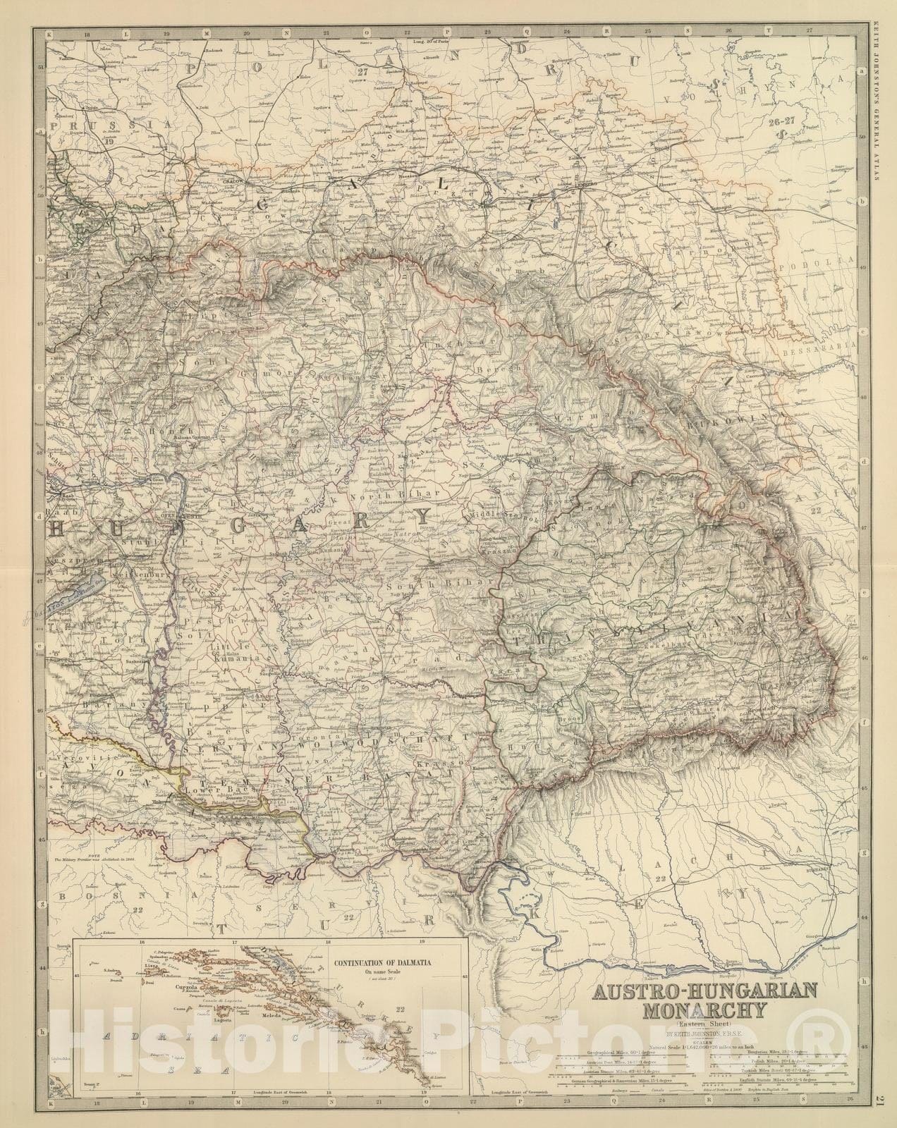 Historic Map : 1879 Austro-Hungarian Monarchy (eastern sheet). - Vintage Wall Art