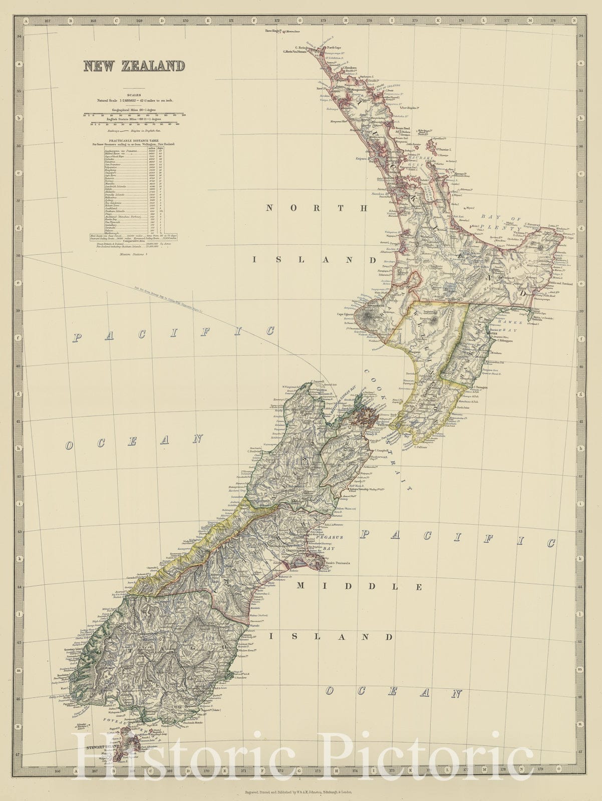 Historic Wall Map : 1879 New Zealand. - Vintage Wall Art
