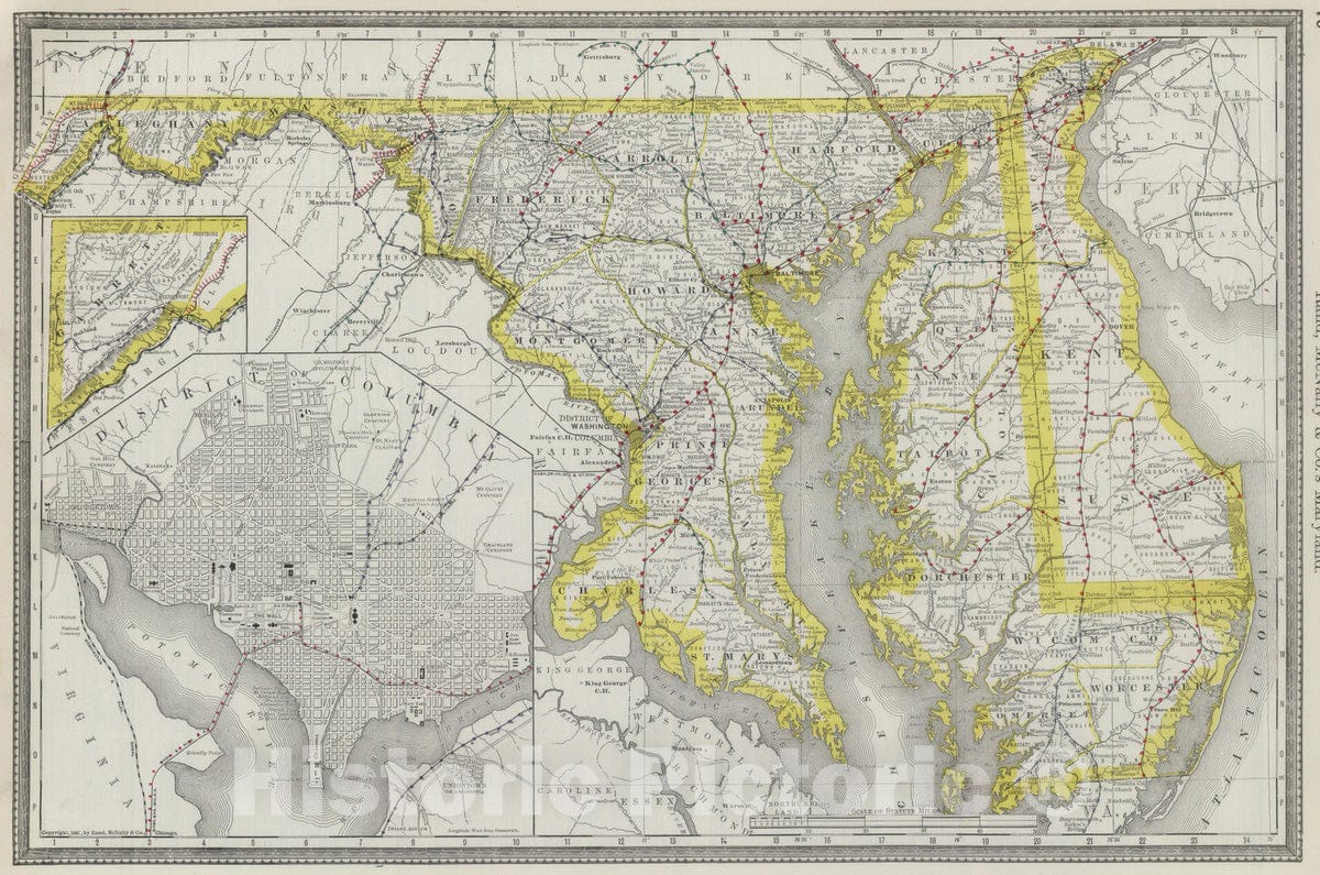 Historic Map : National Atlas - 1889 Maryland. - Vintage Wall Art