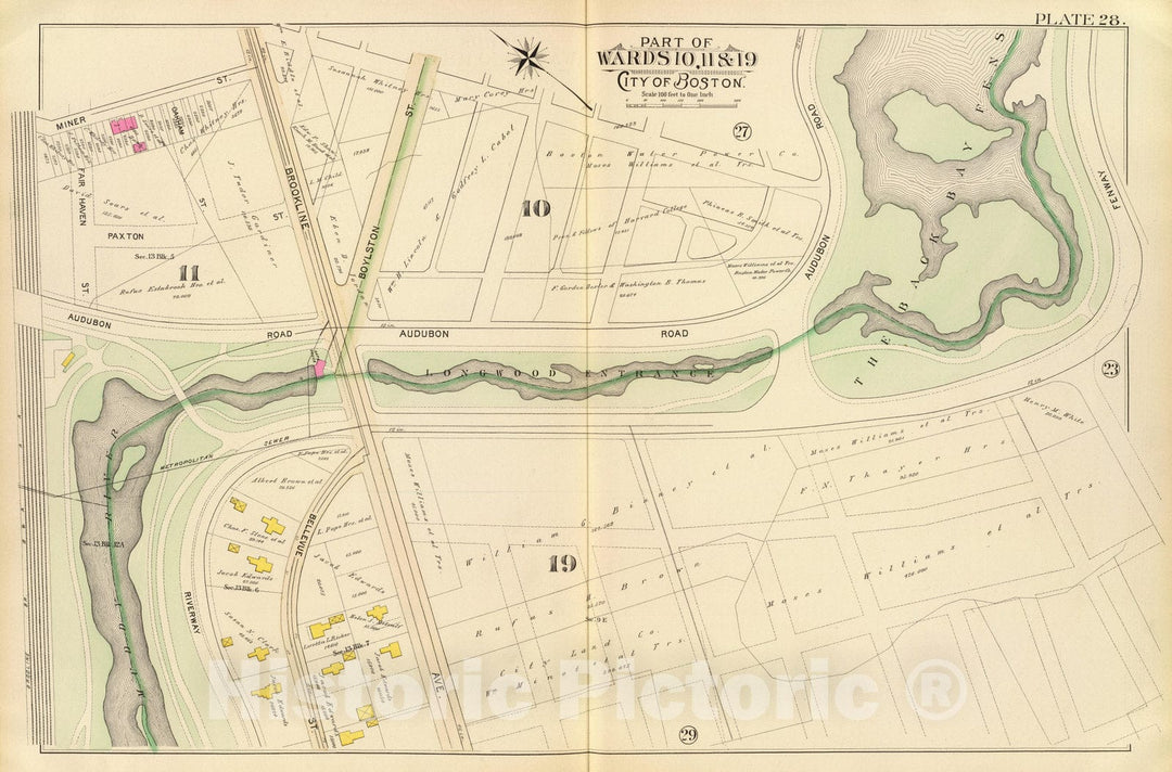 Historic Map : City Atlas - 1895 28. Wards 10-11, 19. - Vintage Wall Art