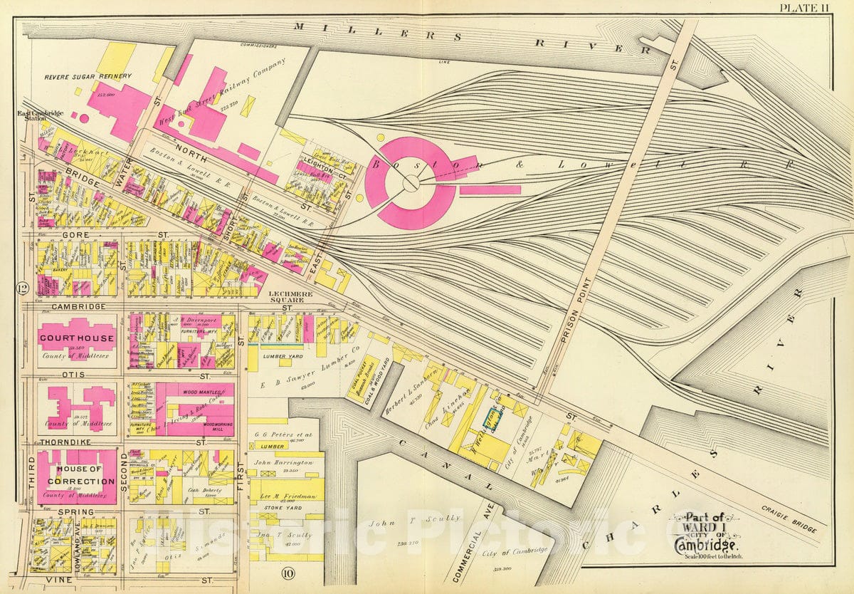 Historic Map : City Atlas - 1903 11. Ward 1. - Vintage Wall Art