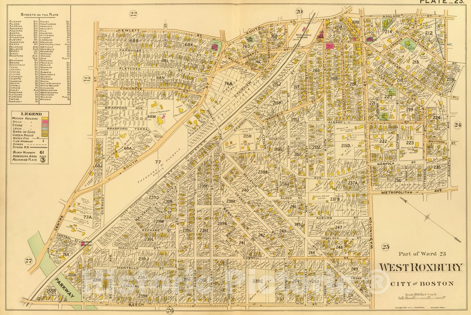 Historic Map : City Atlas - 1899 23. Ward 23 West Roxbury. - Vintage Wall Art