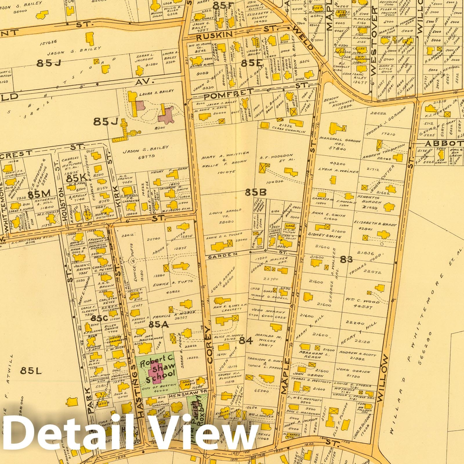 Historic Map : City Atlas - 1899 27. Ward 23 West Roxbury. - Vintage Wall Art