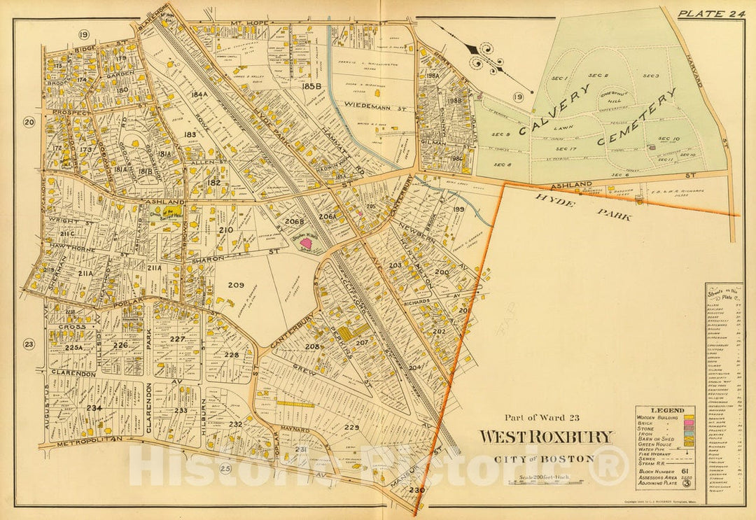 Historic Map : City Atlas - 1899 24. Ward 23 West Roxbury. - Vintage Wall Art