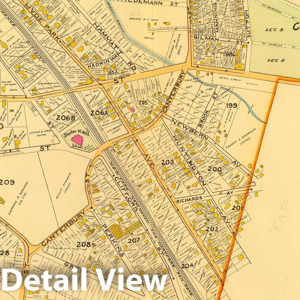 Historic Map : City Atlas - 1899 24. Ward 23 West Roxbury. - Vintage Wall Art