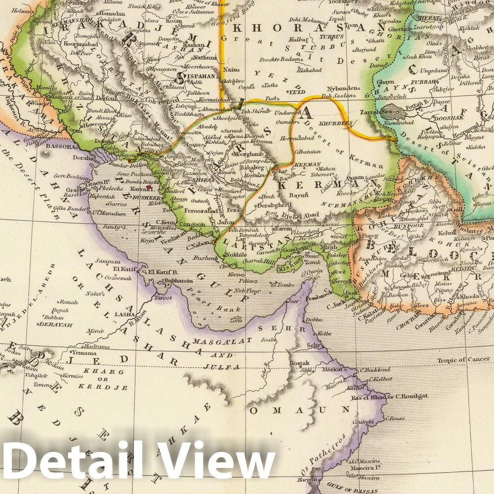 Historic Map : 1844 Persia and Arabia. - Vintage Wall Art