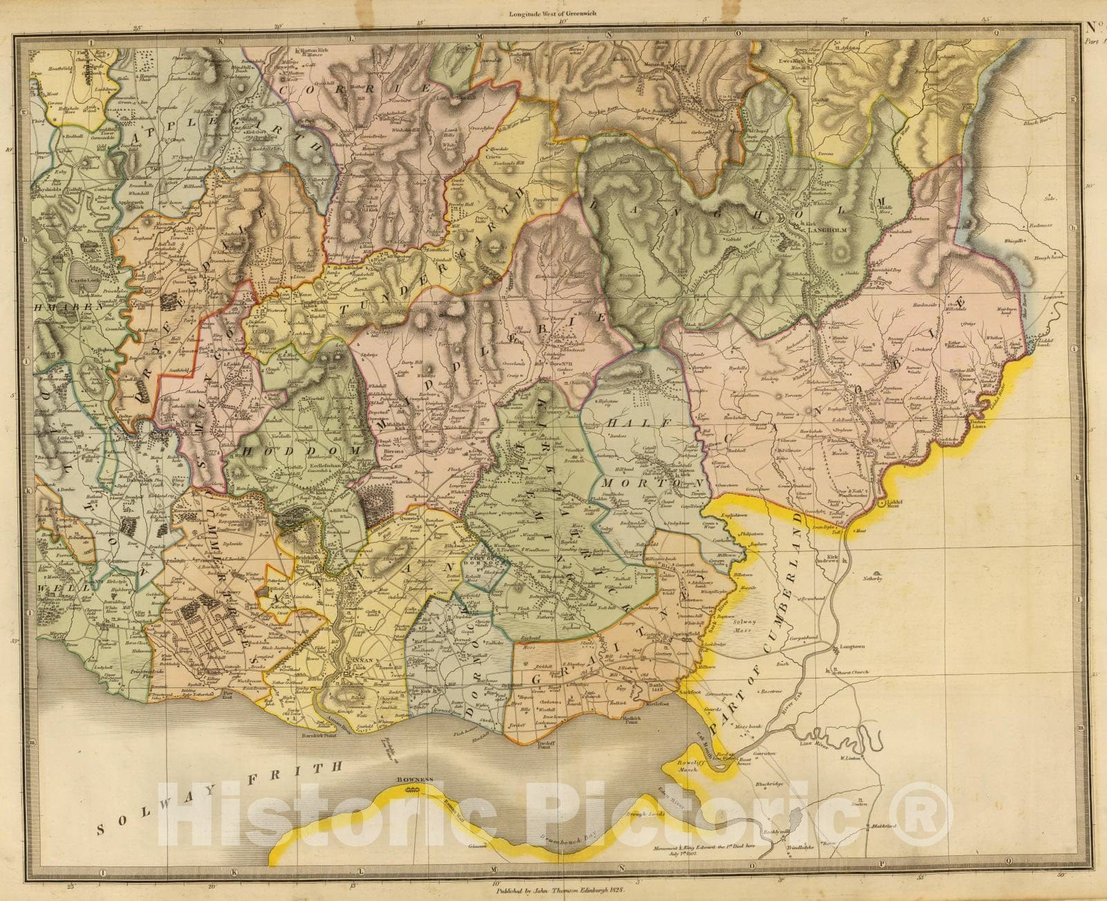 Historic Map : National Atlas - 1832 Dumfriesshire 4 S. - Vintage Wall Art