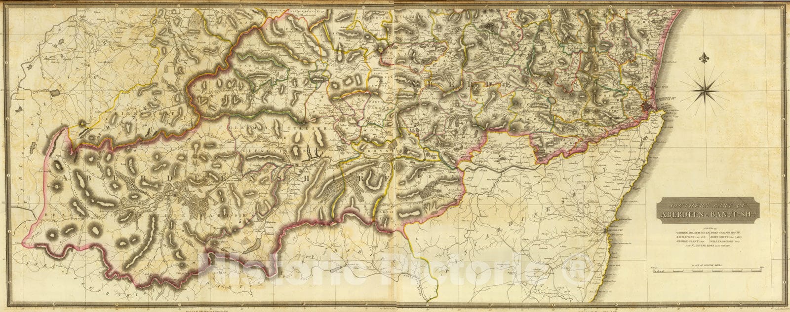 Historic Map : National Atlas - 1832 Composite: South Aberdeen, Banff S. - Vintage Wall Art