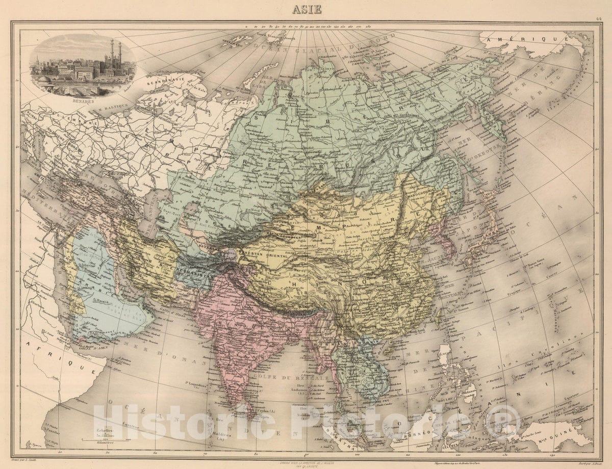 Historic Map : 1892 Asie. - Vintage Wall Art