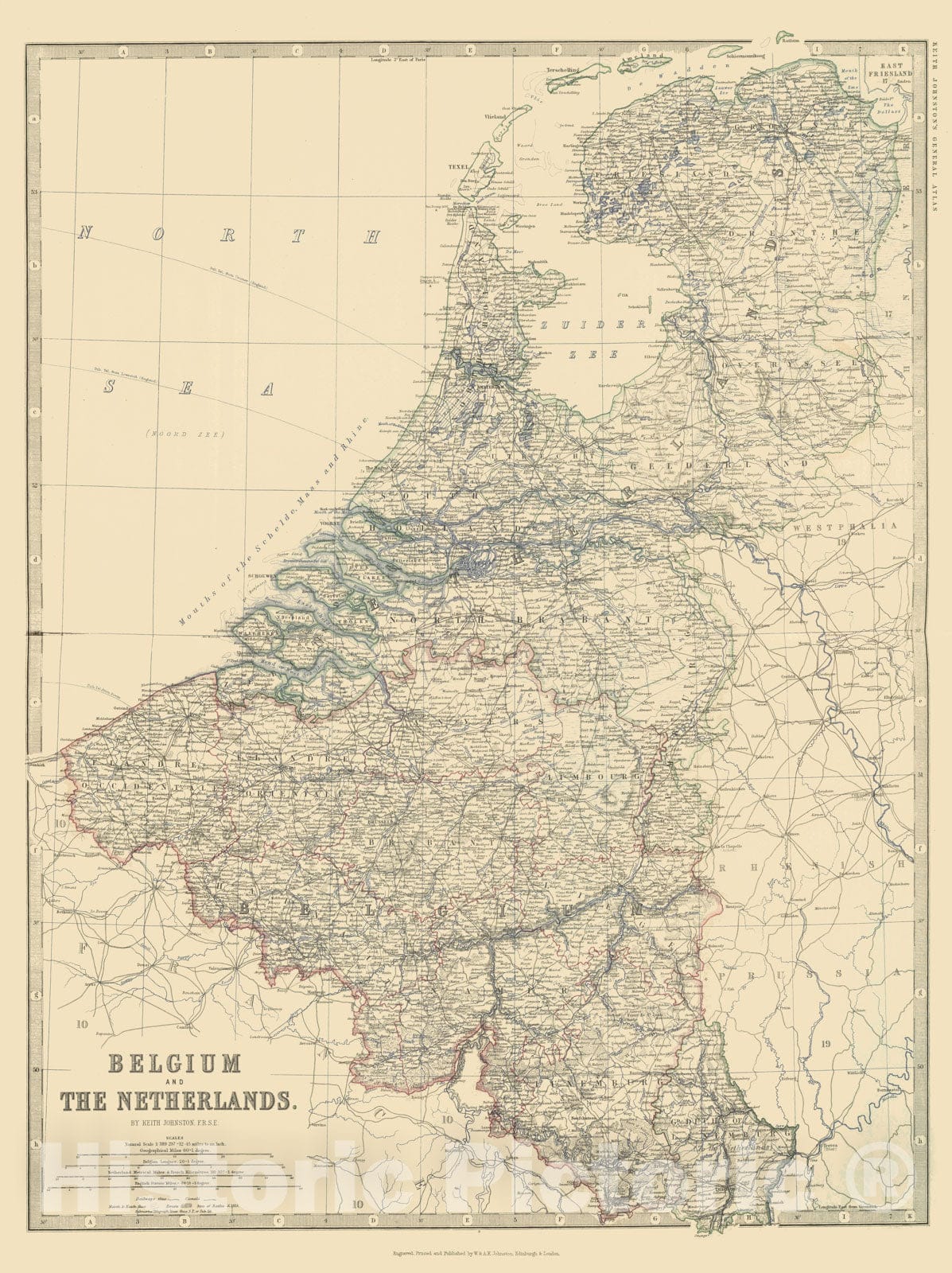 Historic Map : 1879 Belgium and the Netherlands - Vintage Wall Art