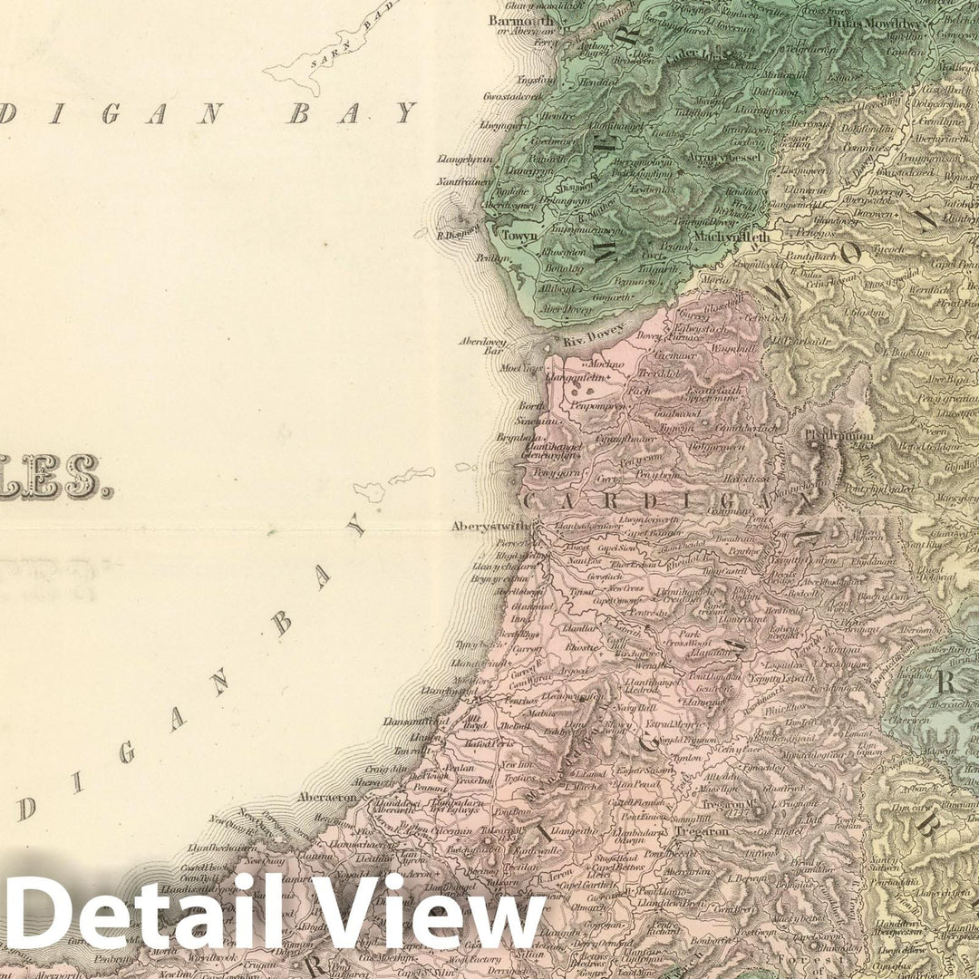 Historic Map : 1854 Wales. - Vintage Wall Art