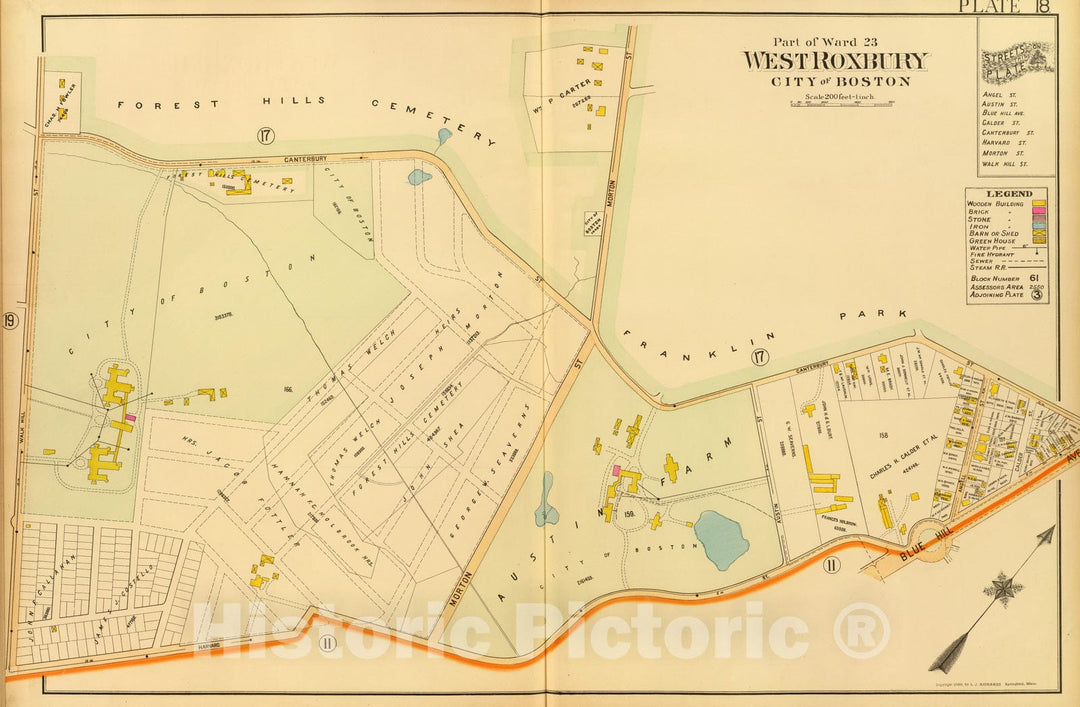 Historic Map : City Atlas - 1899 18. Ward 23 West Roxbury. - Vintage Wall Art