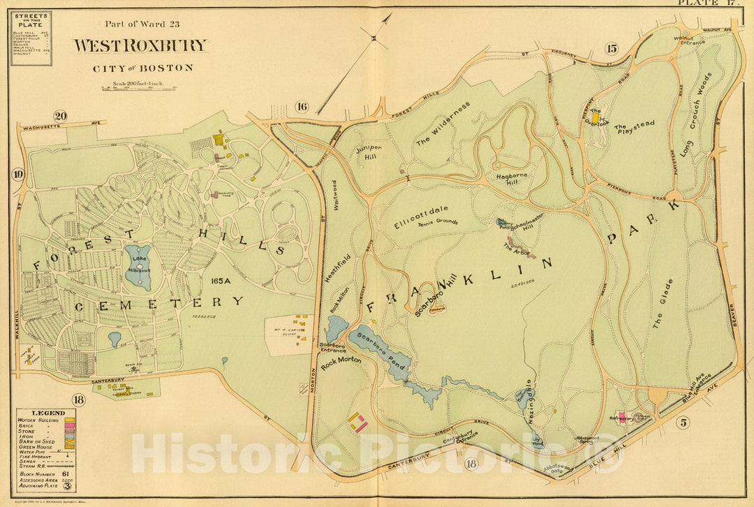 Historic Map : City Atlas - 1899 17. Ward 23 West Roxbury. - Vintage Wall Art