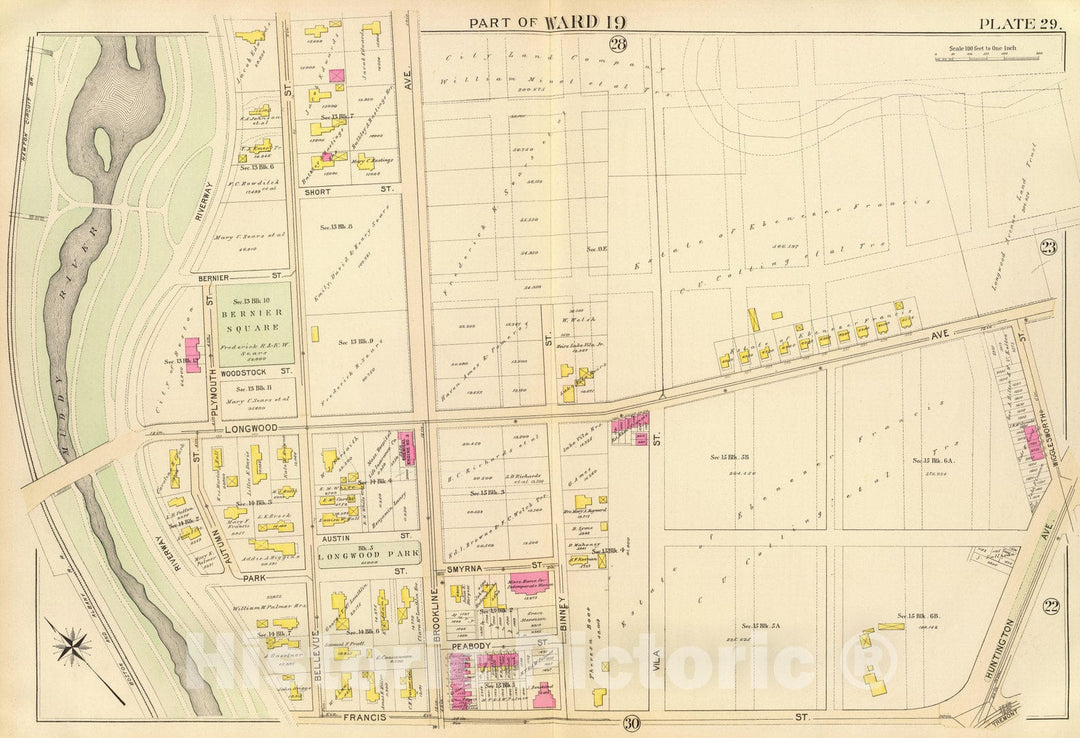 Historic Map : City Atlas - 1895 29. Ward 19. - Vintage Wall Art