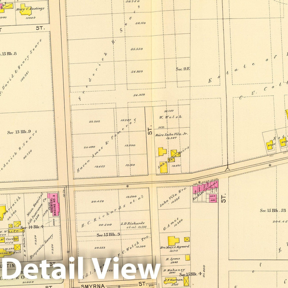 Historic Map : City Atlas - 1895 29. Ward 19. - Vintage Wall Art