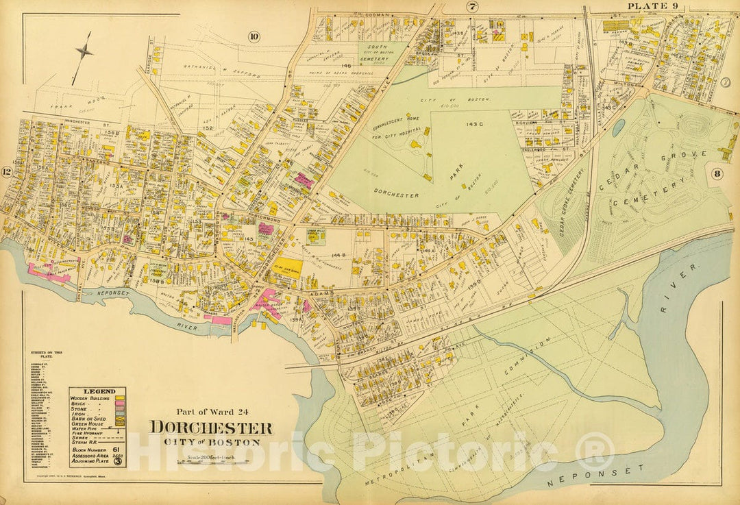 Historic Map : City Atlas - 1899 9. Ward 24 Dorchester. - Vintage Wall Art