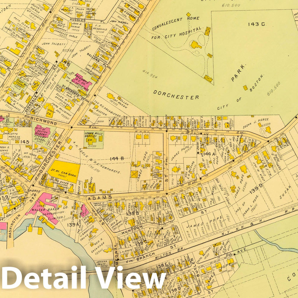 Historic Map : City Atlas - 1899 9. Ward 24 Dorchester. - Vintage Wall Art