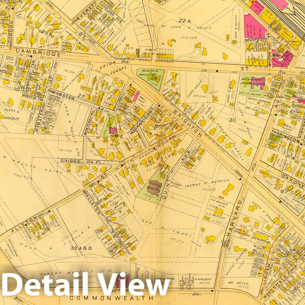 Historic Map : City Atlas - 1899 36. Ward 25 Brighton. - Vintage Wall Art