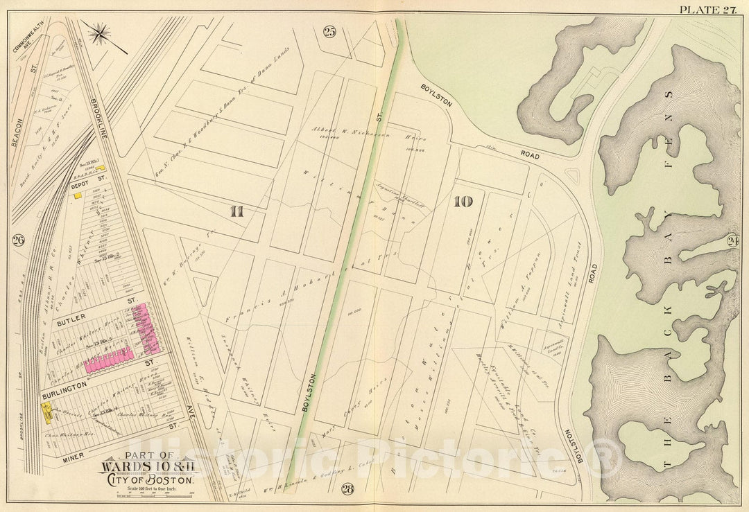 Historic Map : City Atlas - 1895 27. Wards 10-11. - Vintage Wall Art