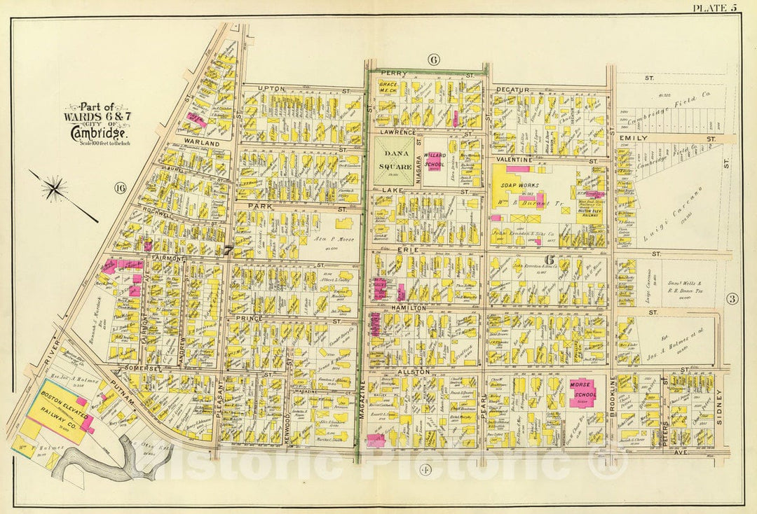 Historic Map : City Atlas - 1903 5. Wards 6-7. - Vintage Wall Art