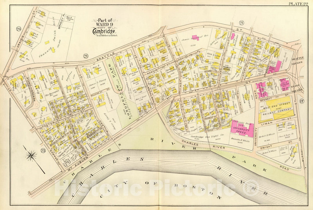 Historic Map : City Atlas - 1903 22. Ward 9. - Vintage Wall Art