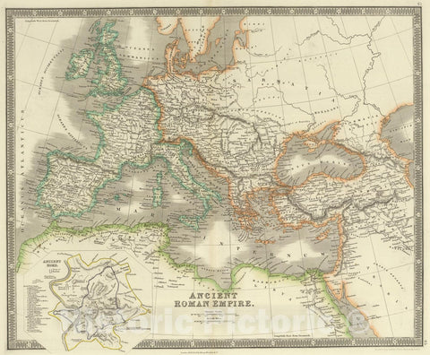 Historic Map - 1844 Ancient Roman Empire, Atlas - Vintage Wall Art