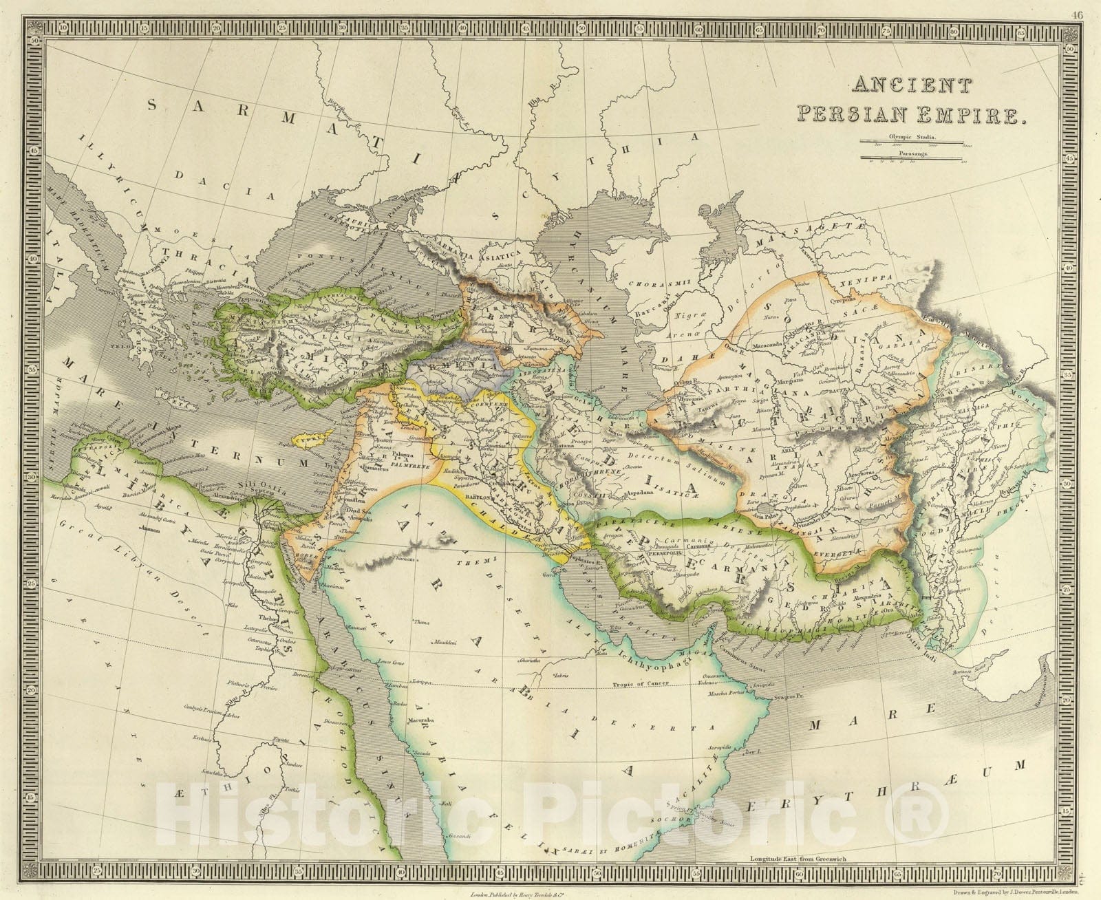 Historic Map - World Atlas - 1844 Ancient Persian Empire. - Vintage Wall Art