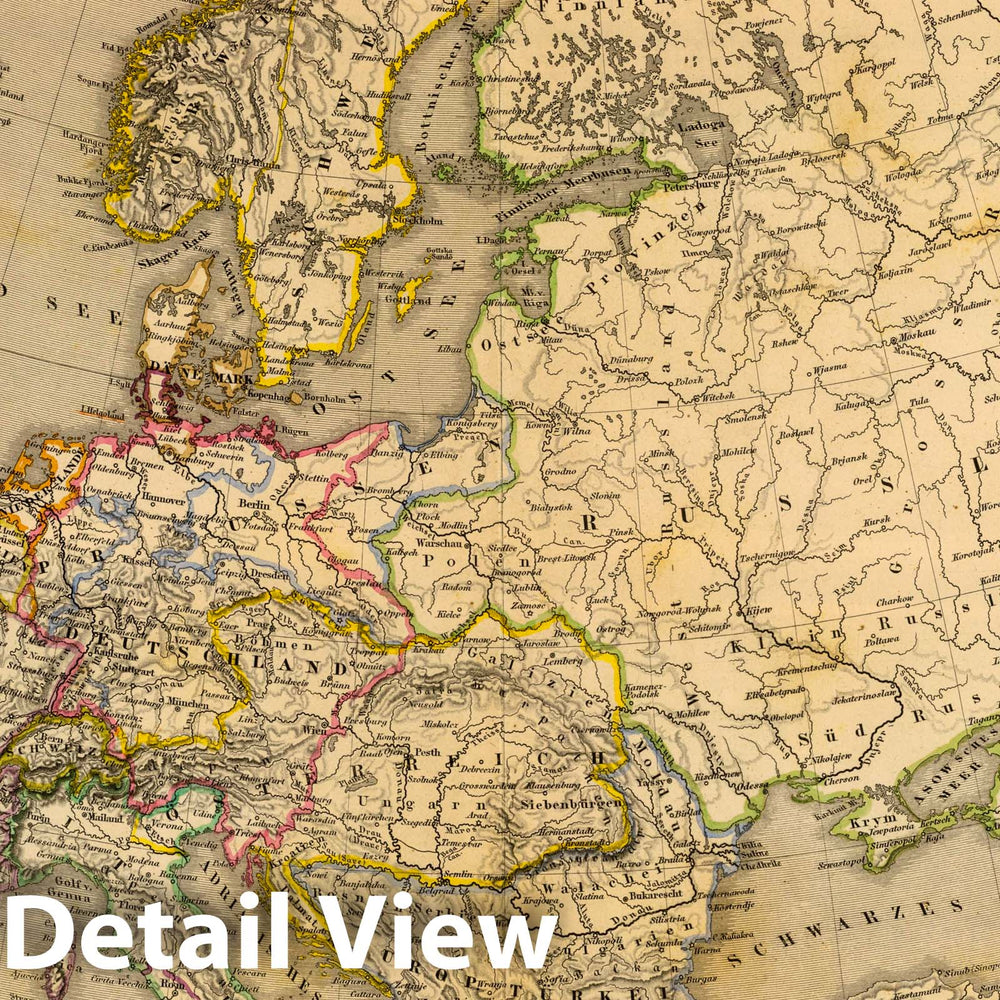 Historic Map : 1865 Europa. - Vintage Wall Art