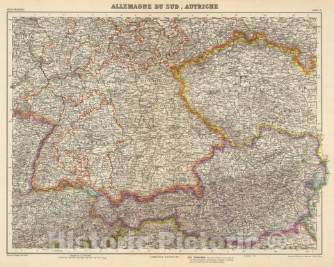 Historic Map : Austria; Germany, 1935 Allemagne du Sud, Autriche. , Vintage Wall Art