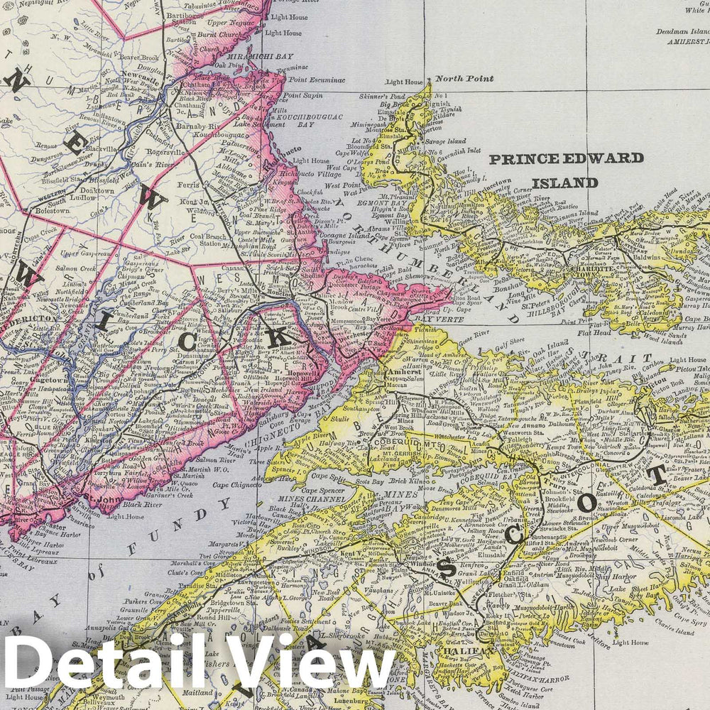 Historic Map : National Atlas - 1889 New Brunswick, Nova Scotia and Prince Edward Island. - Vintage Wall Art