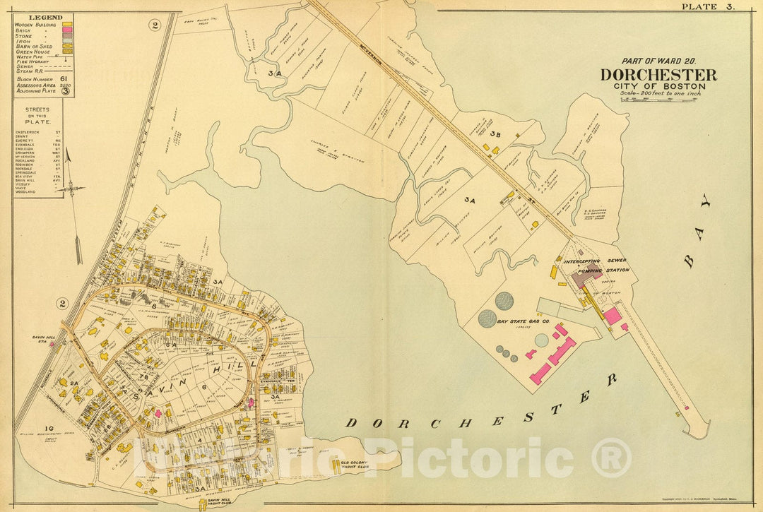 Historic Map : City Atlas - 1899 3. Ward 20 Dorchester. - Vintage Wall Art