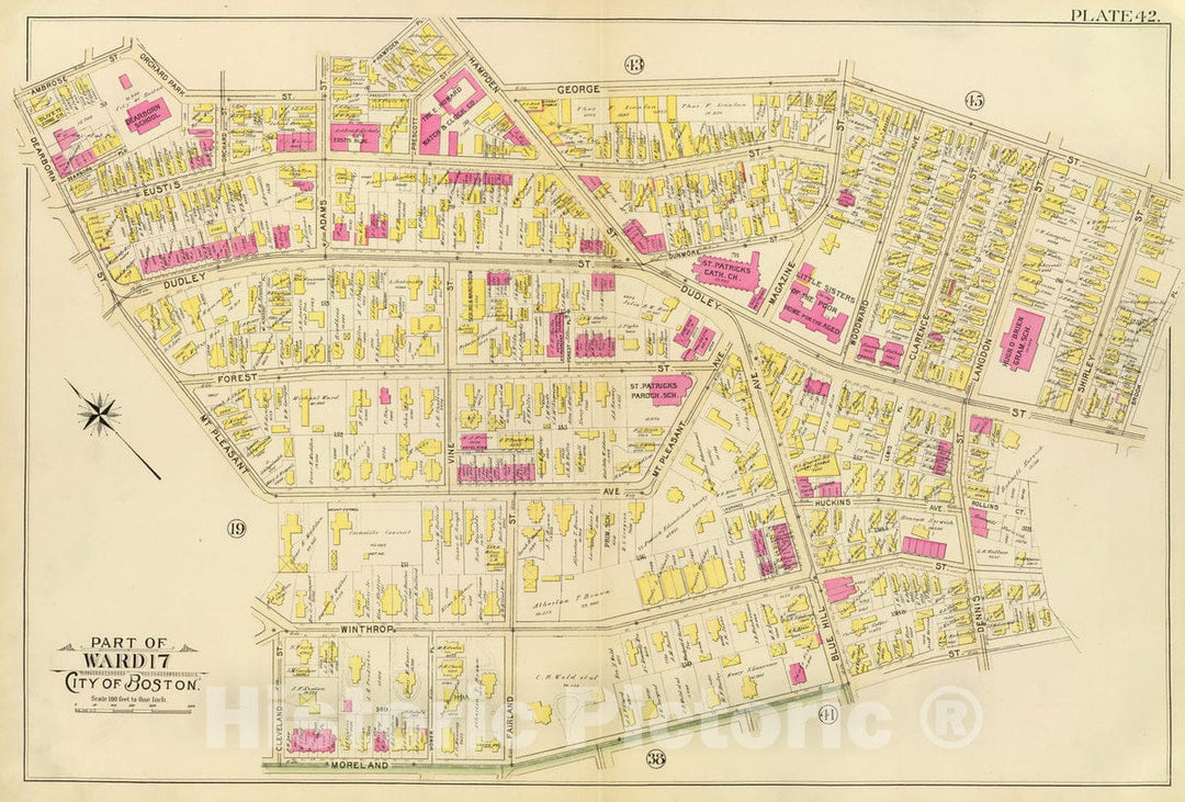 Historic Map : City Atlas - 1895 42. Ward 17. - Vintage Wall Art