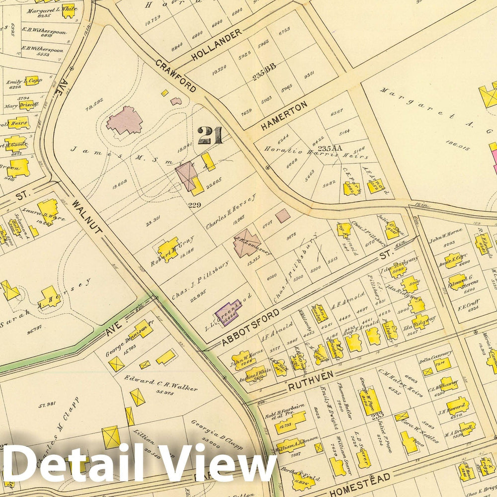 Historic Map : City Atlas - 1895 36. Wards 21-22. - Vintage Wall Art