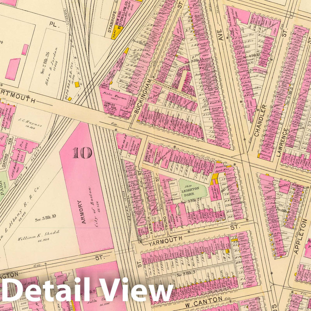 Historic Map : City Atlas - 1895 12. Wards 10-12. - Vintage Wall Art