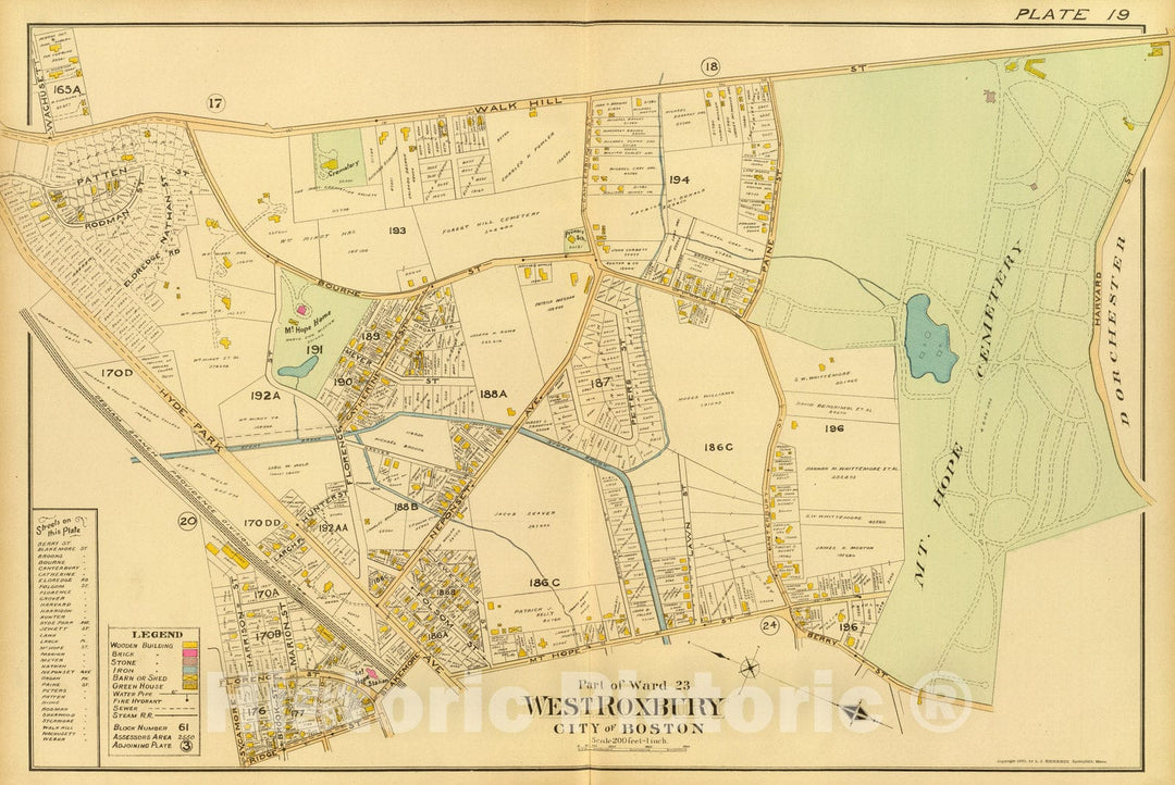 Historic Map : City Atlas - 1899 19. Ward 23 West Roxbury. - Vintage Wall Art