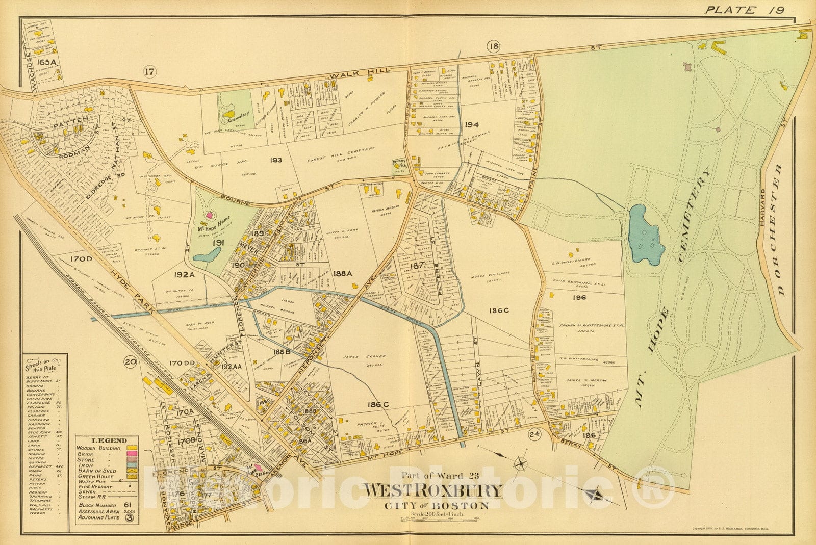 Historic Map : City Atlas - 1899 19. Ward 23 West Roxbury. - Vintage Wall Art