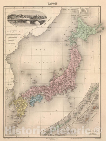 Historic Map : Japan, 1892 Japon. , Vintage Wall Art