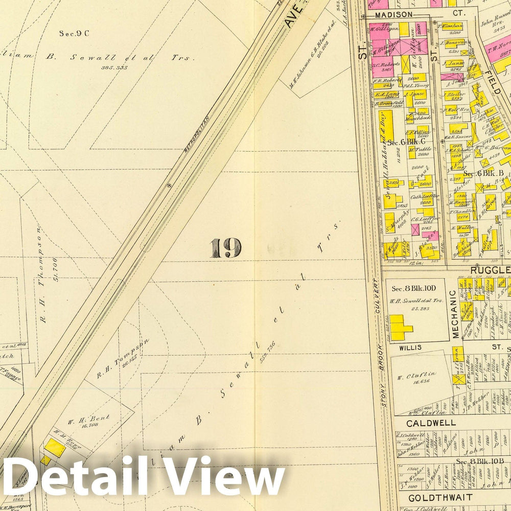 Historic Map : City Atlas - 1895 23. Wards 10, 19. - Vintage Wall Art